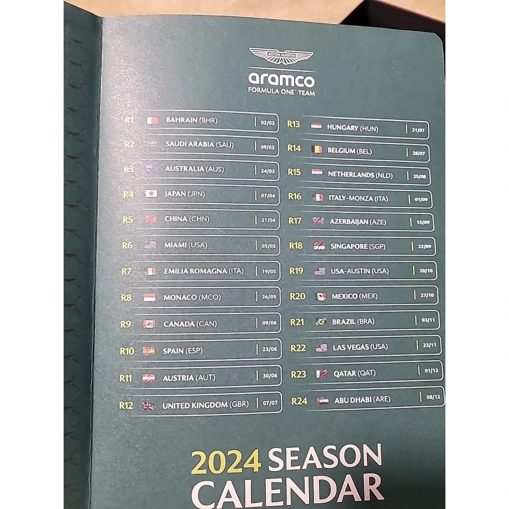 Formula One Team Aston Martin Aramco 2024 Season Calendar  Journal Notebook